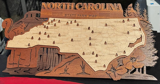 North Carolina Parks Journey Map | Explore Carolina’s Beauty | Unique Travel Gift for Nature Lovers & Adventurers