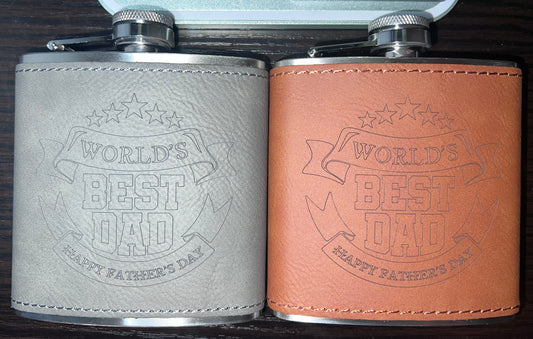 Custom Engraved Leather Flask – Personalized Gift for Dad, Groomsmen, or Special Occasions