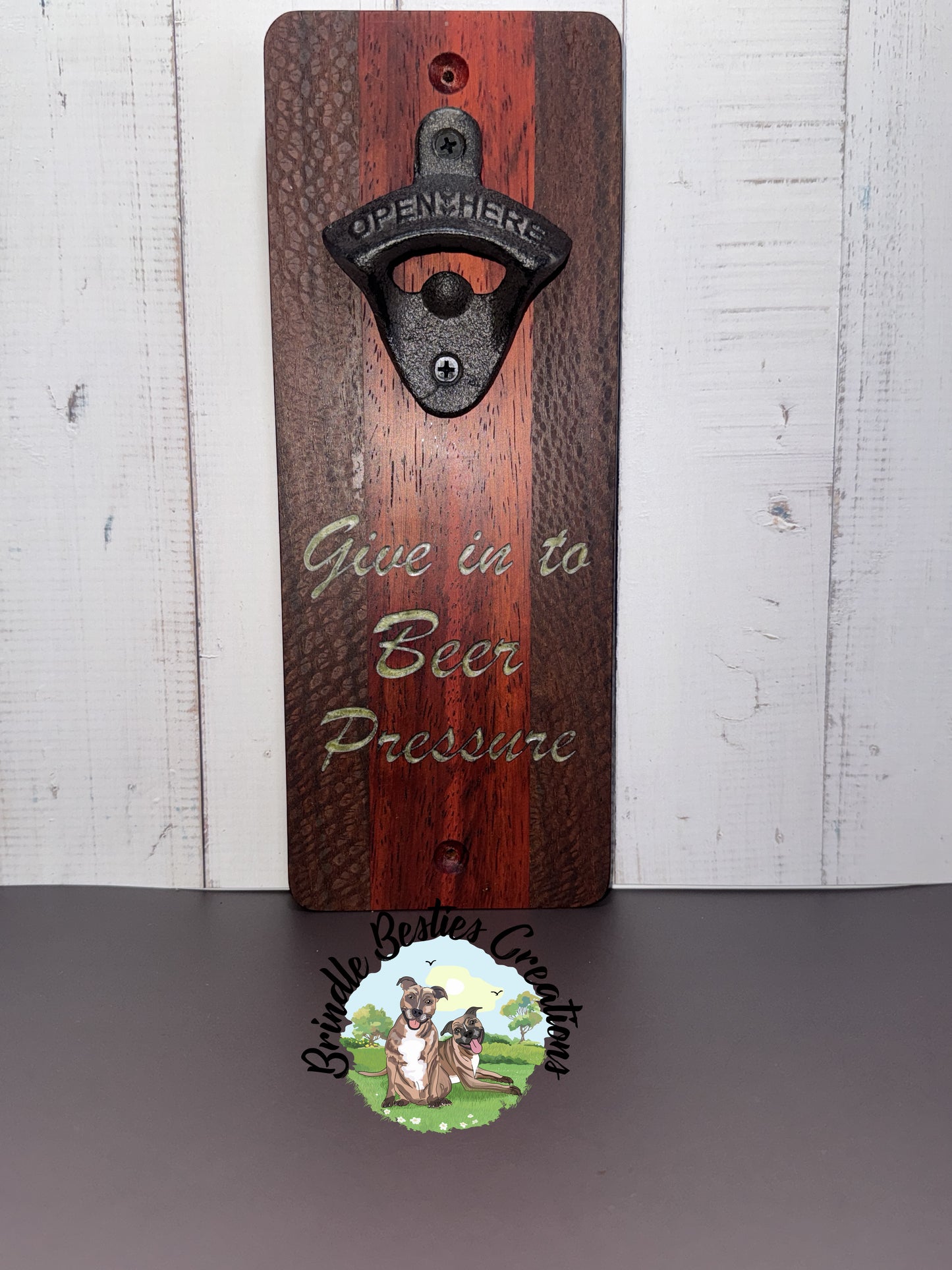 Wall-Mounted Hardwood Bottle Opener – Resin Inlay Quotes
