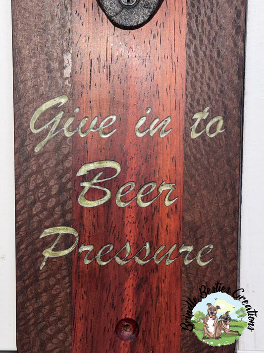 Wall-Mounted Hardwood Bottle Opener – Resin Inlay Quotes