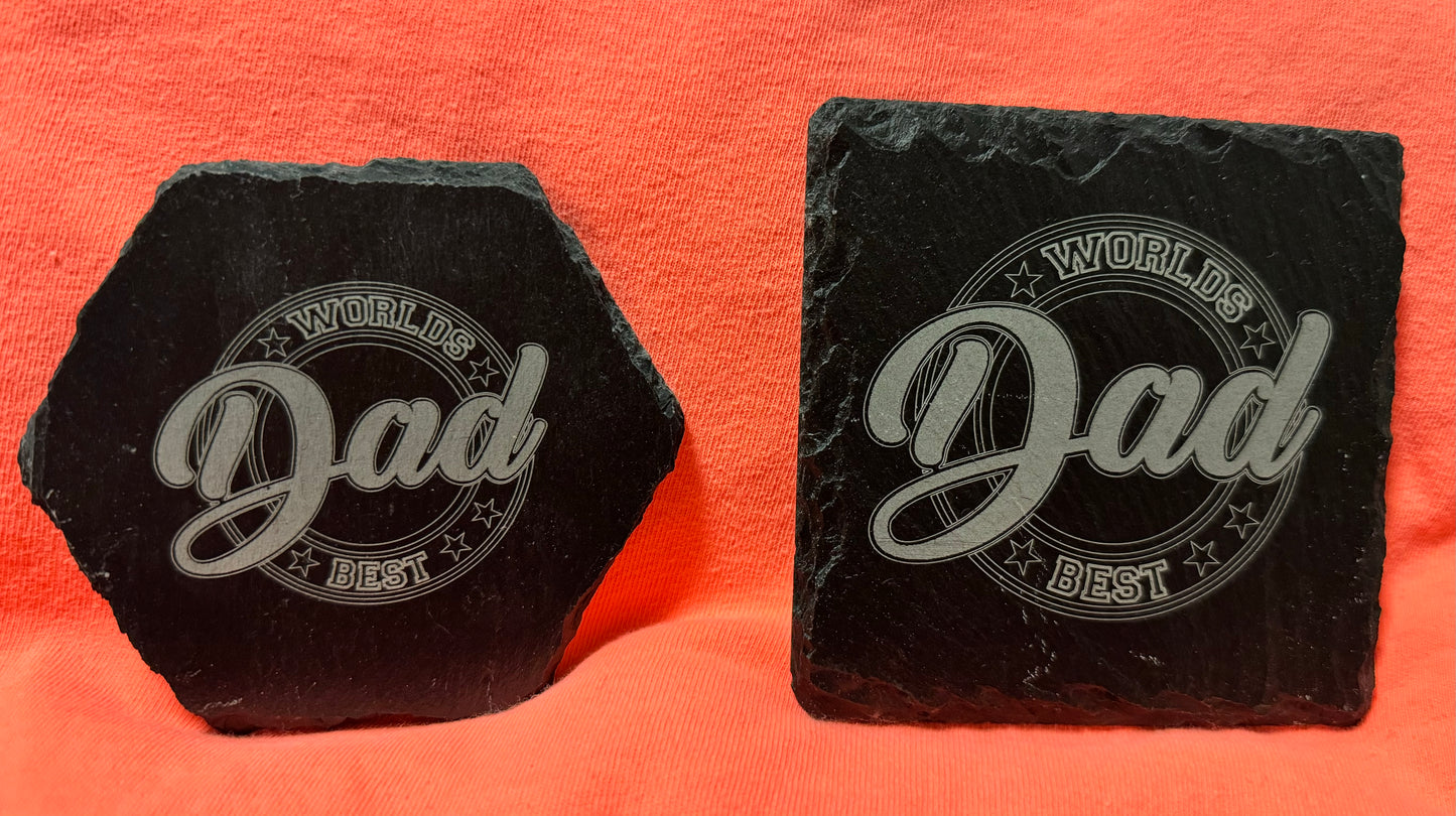 Father's Day -  Black Slate Stone Cup Coaster