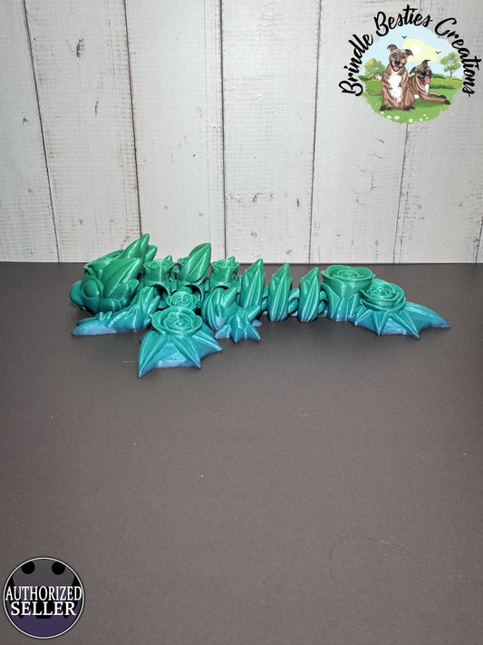Cinderwing3D Rose Wyvern – 7.5" Articulated Floral Dragon | Handmade Fantasy Shelf Buddy | Fidget Toy | Collectible Gift