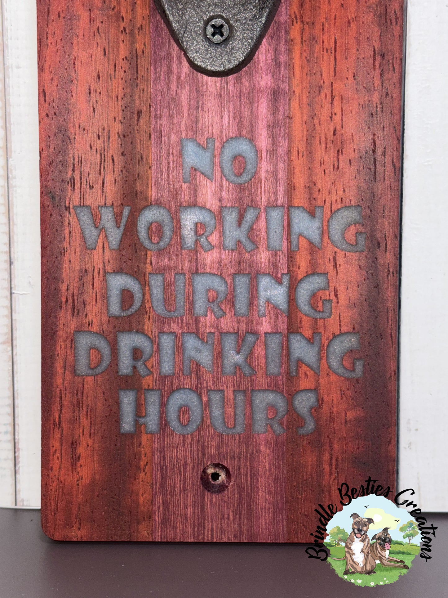 Wall-Mounted Hardwood Bottle Opener – Resin Inlay Quotes