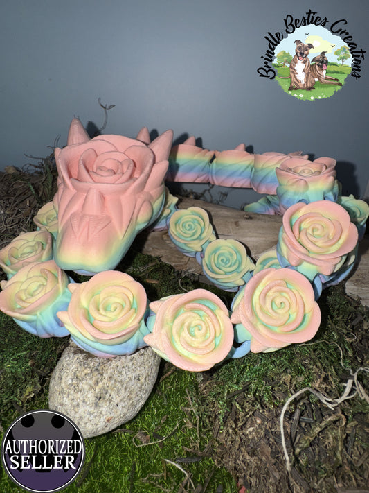 Cinderwing3D Rose Snake – 32" Articulated Rainbow Matte Dragon