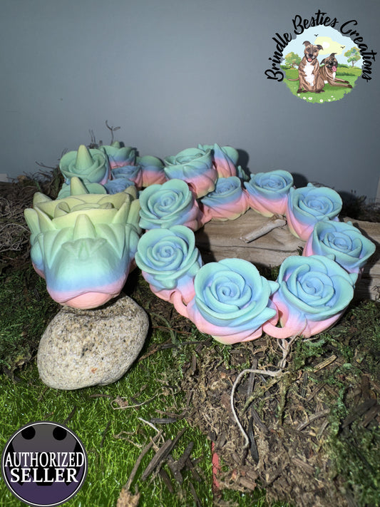 Cinderwing3D Rose Snake – 32" Articulated Rainbow Matte Dragon