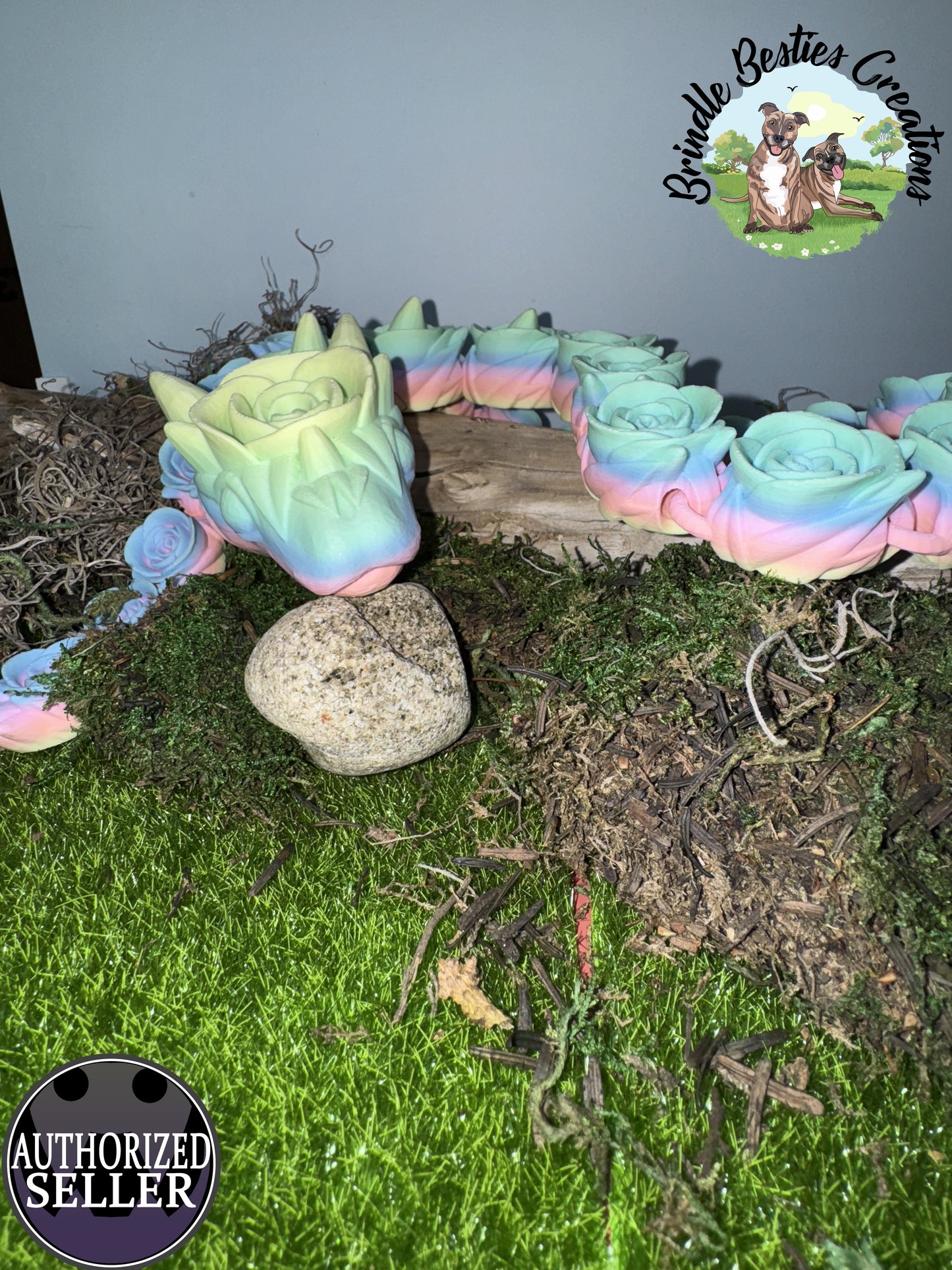 Cinderwing3D Rose Snake – 32" Articulated Rainbow Matte Dragon