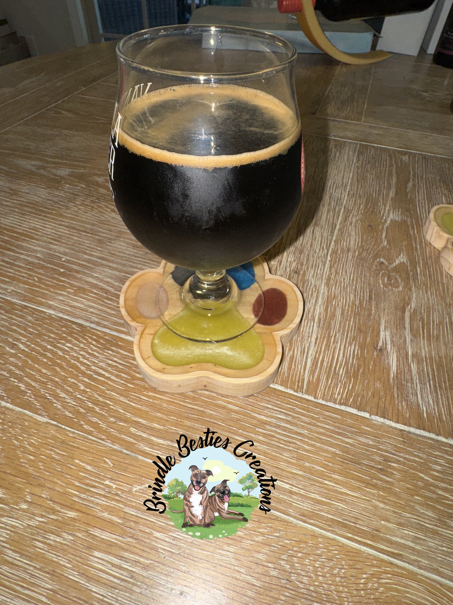 Handcrafted Paw Print Coaster Set (4-Pack) – Reclaimed Pine, Resin & Cork