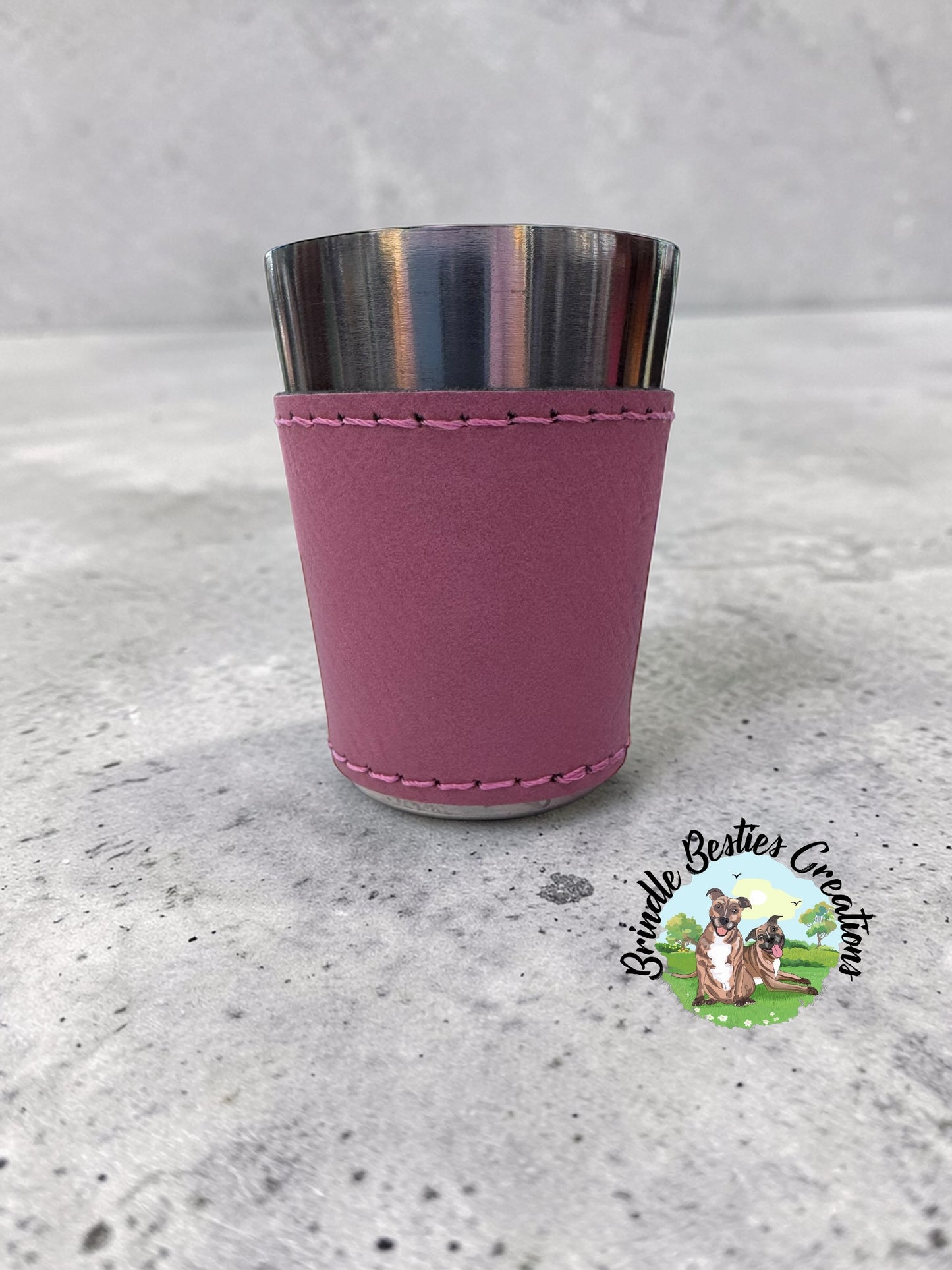 Leather Wrapped Stainless steel Shot Glass | Personalized Engraved Shot Glass