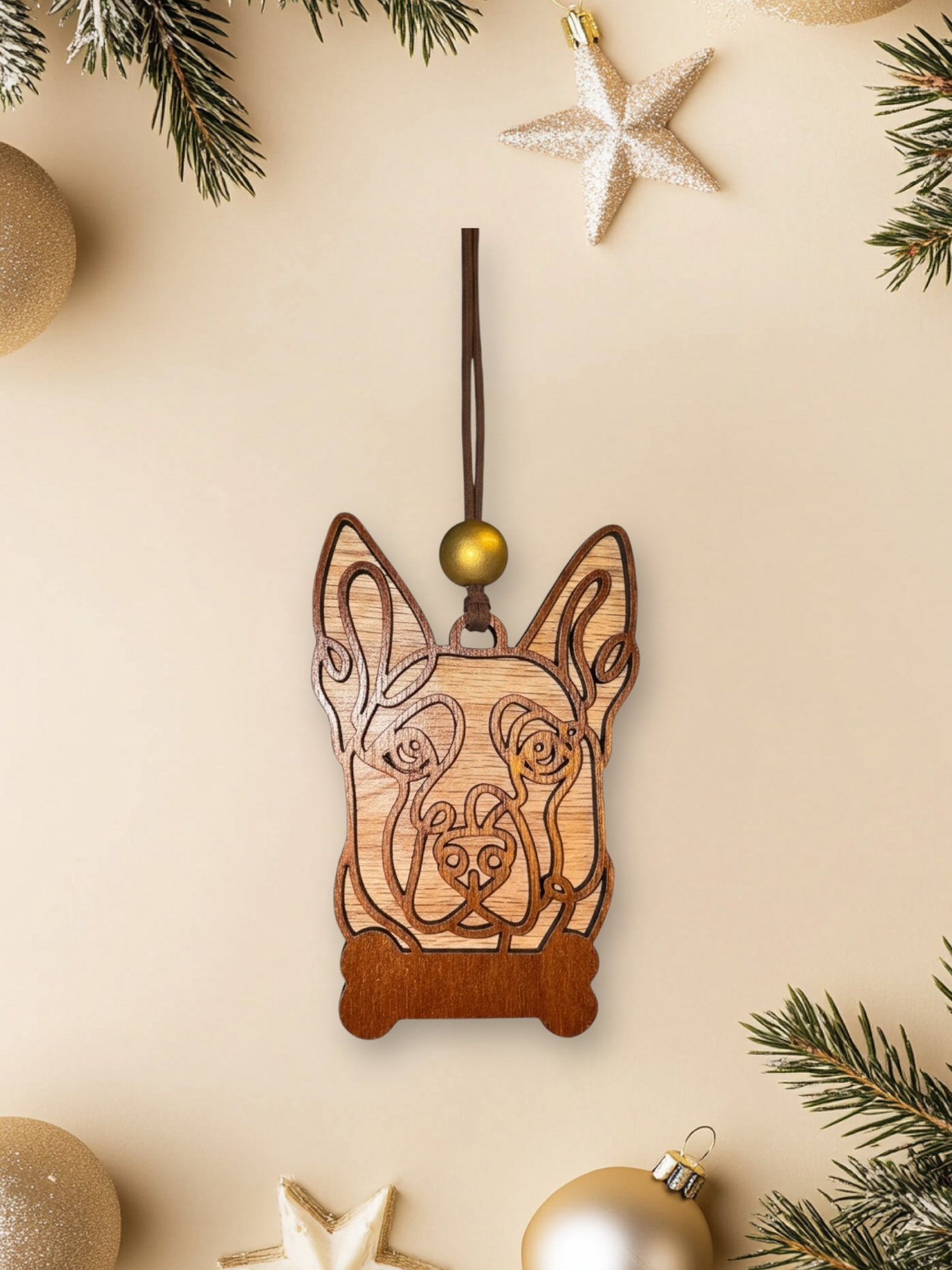Personalized Dog Ornament | Layered Wood Pet Memorial or Keepsake