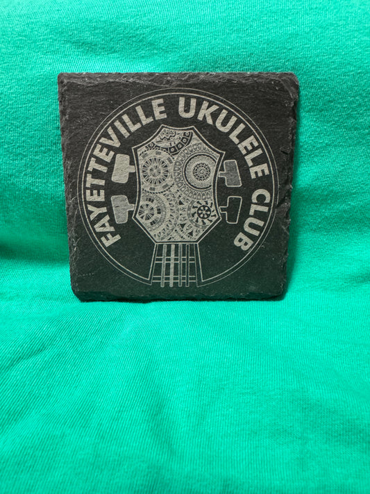 Fayetteville Ukulele CLub Black Slate Stone Cup Coaster