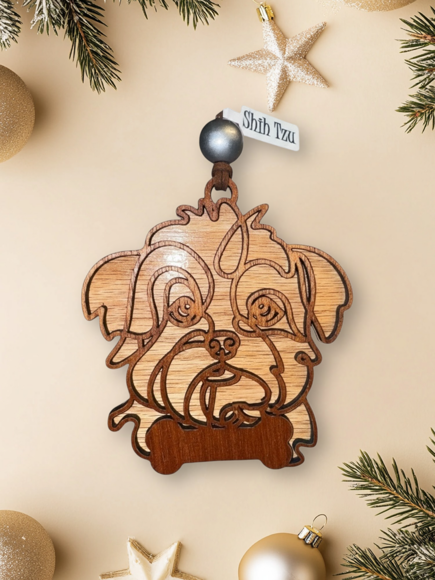 Personalized Dog Ornament | Layered Wood Pet Memorial or Keepsake