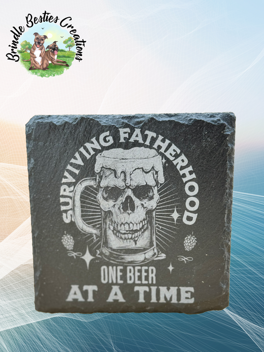 Father's Day -  Black Slate Stone Cup Coaster