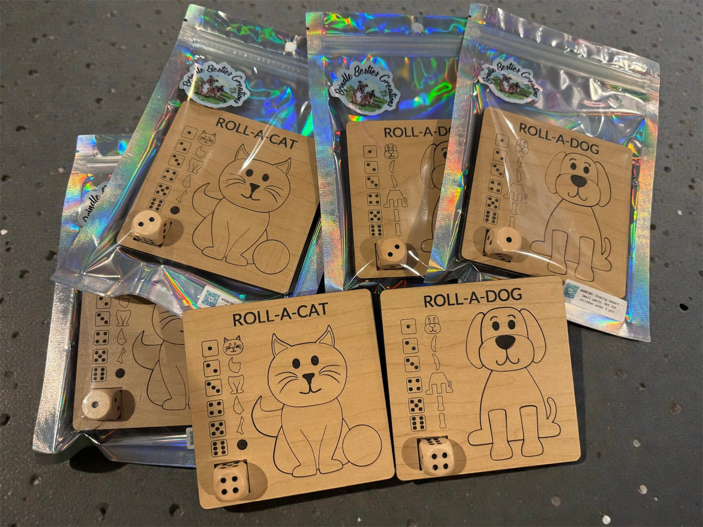 Roll-A-Game & Wooden Dice | Kids Travel Game | Screen-Free Activity | Classroom Gift | Stocking Stuffer | Handmade Wood Toy