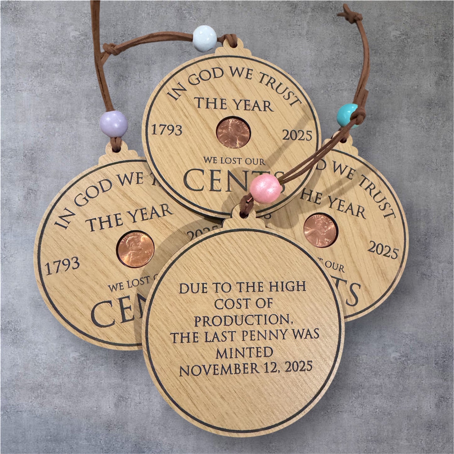 Last Penny Ornament | We Lost Our Cents | Funny Historical Christmas Ornament | Penny Keepsake Gift | Random Year Penny