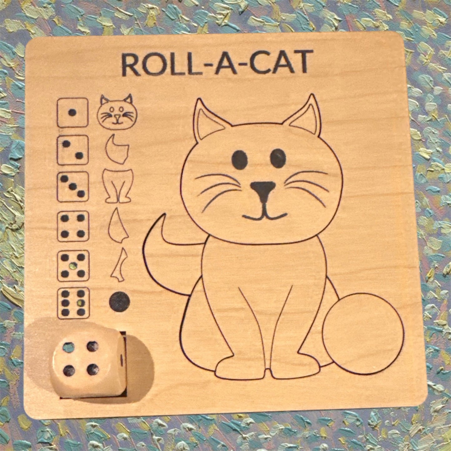 Roll-A-Game & Wooden Dice | Kids Travel Game | Screen-Free Activity | Classroom Gift | Stocking Stuffer | Handmade Wood Toy