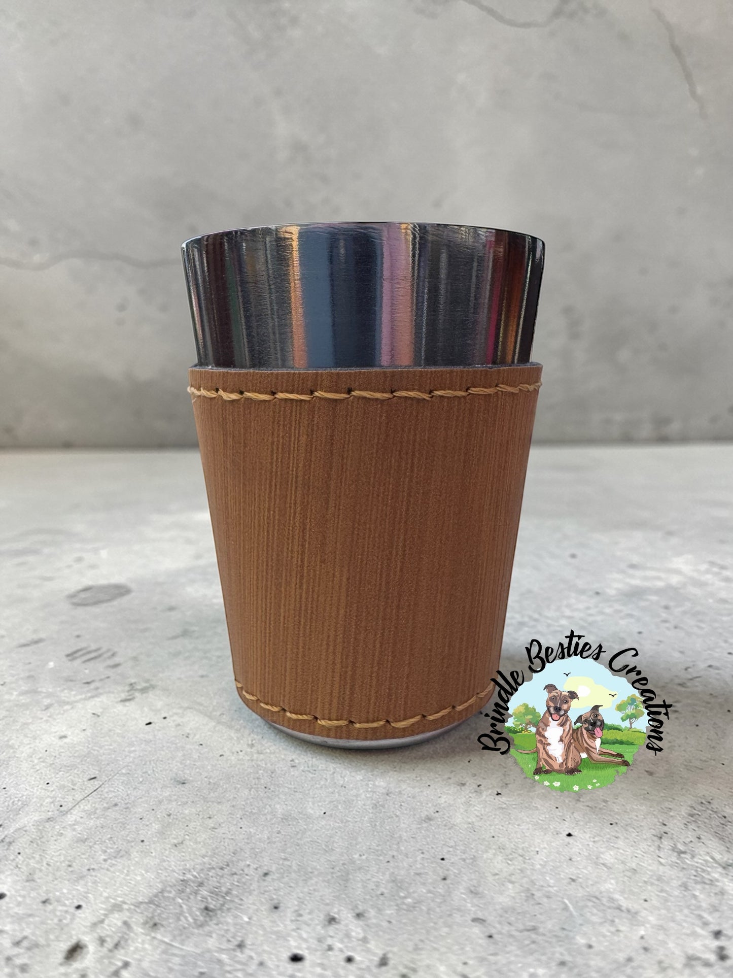 Leather Wrapped Stainless steel Shot Glass | Personalized Engraved Shot Glass