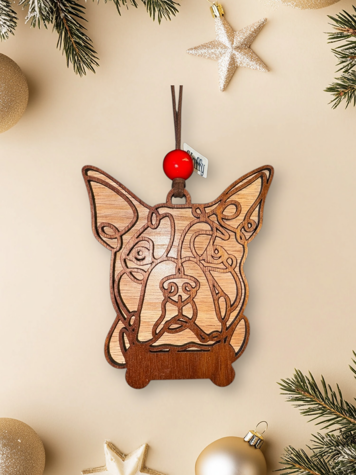 Personalized Dog Ornament | Layered Wood Pet Memorial or Keepsake