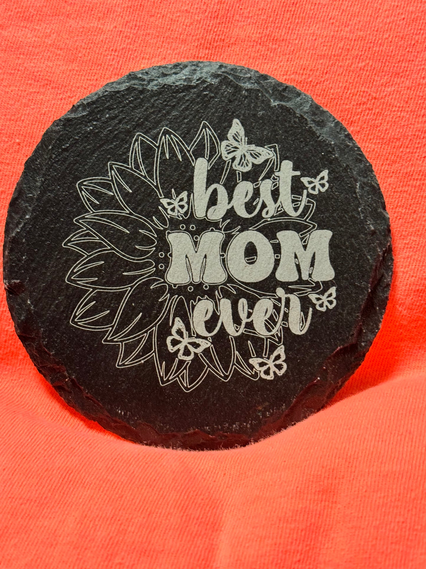 Mother's Day -  Black Slate Stone Cup Coaster