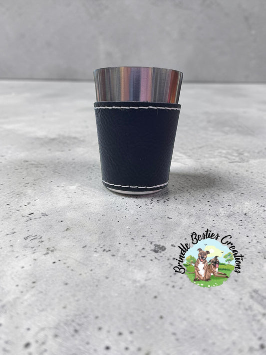 Leather Wrapped Stainless steel Shot Glass | Personalized Engraved Shot Glass