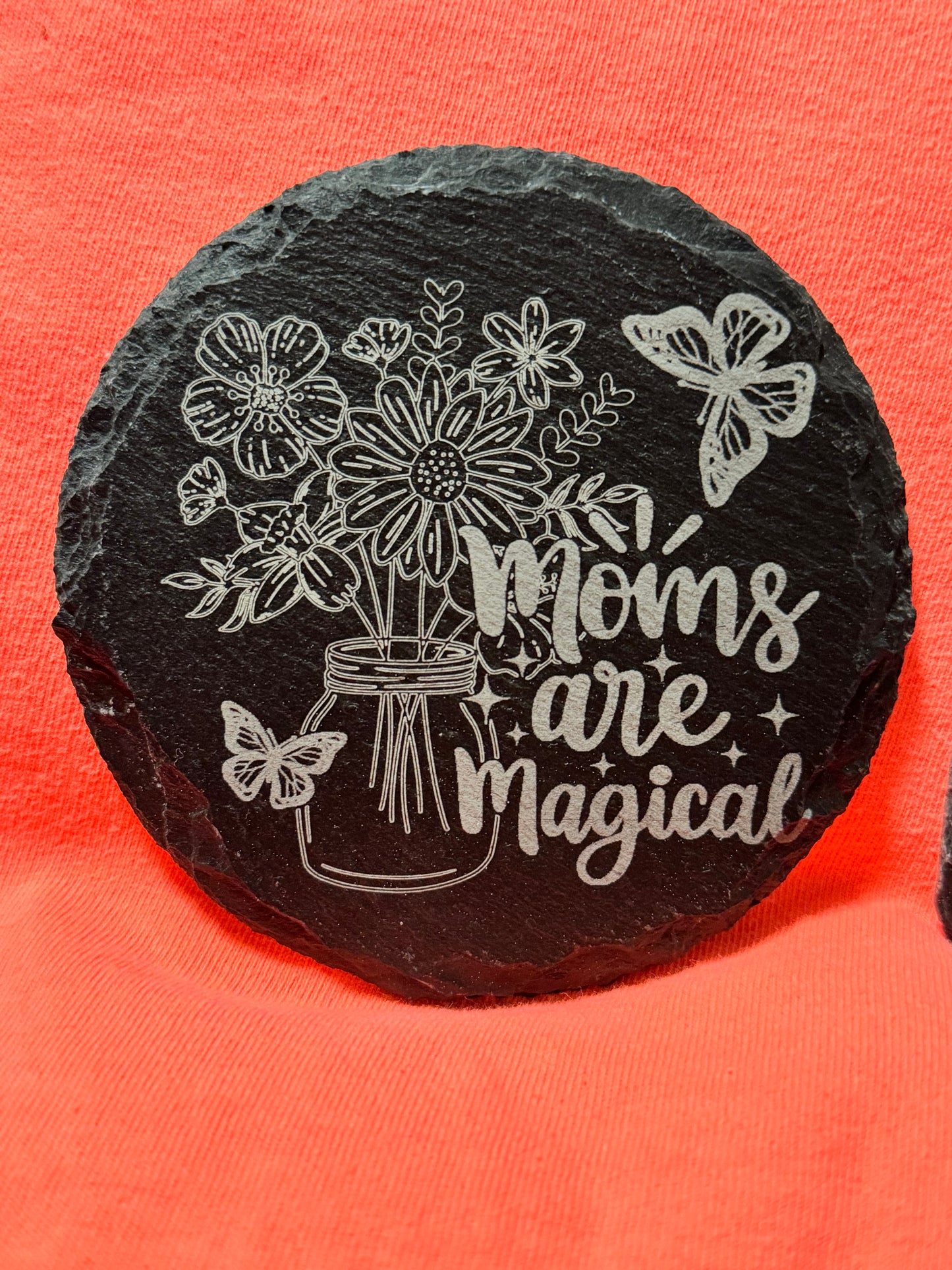 Mother's Day -  Black Slate Stone Cup Coaster