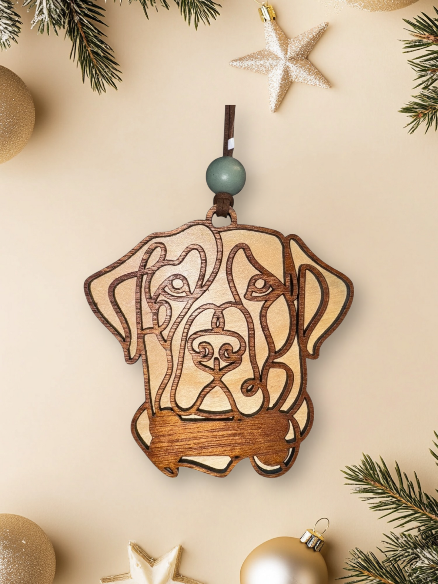 Personalized Dog Ornament | Layered Wood Pet Memorial or Keepsake
