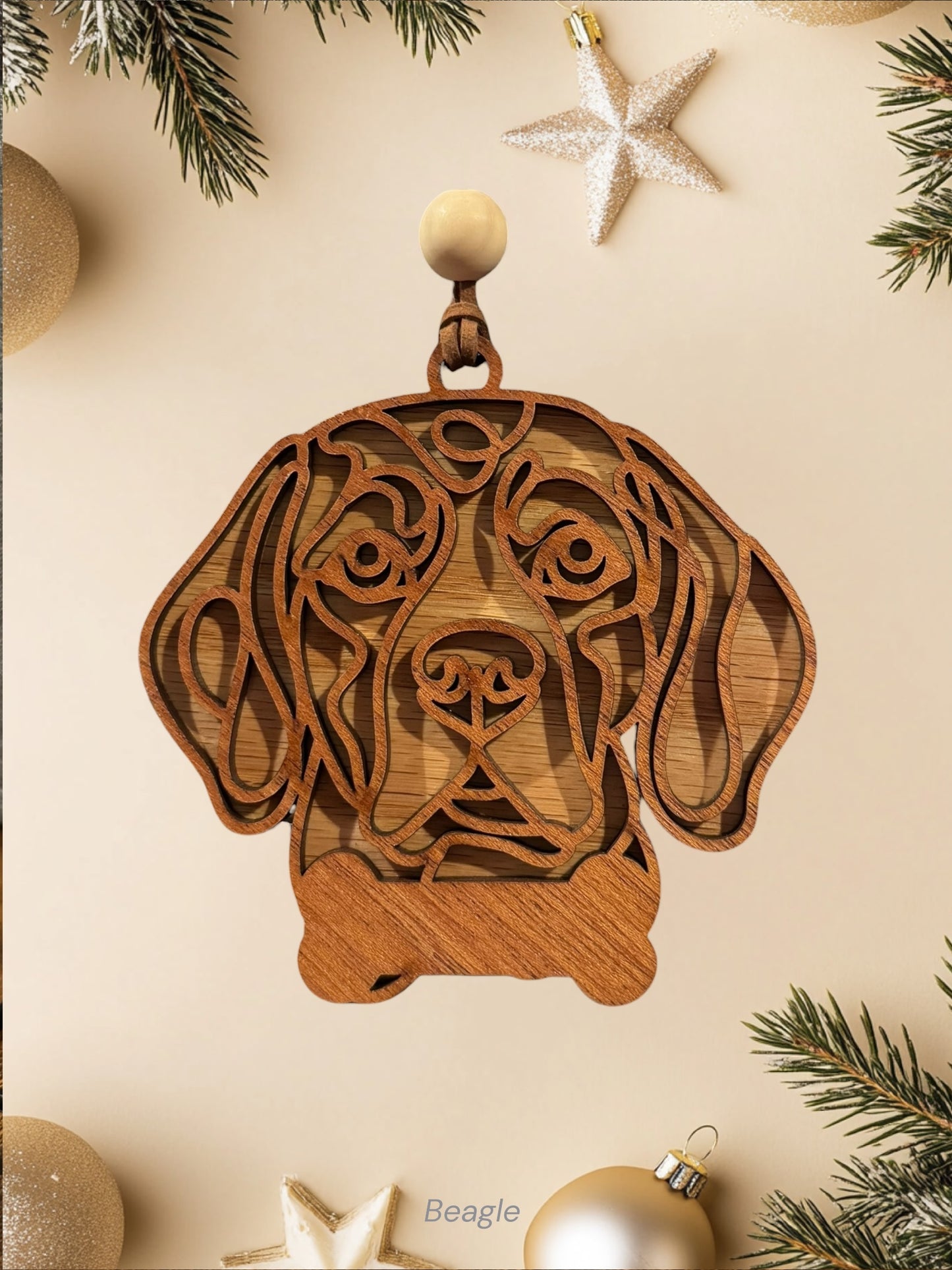 Personalized Dog Ornament | Layered Wood Pet Memorial or Keepsake