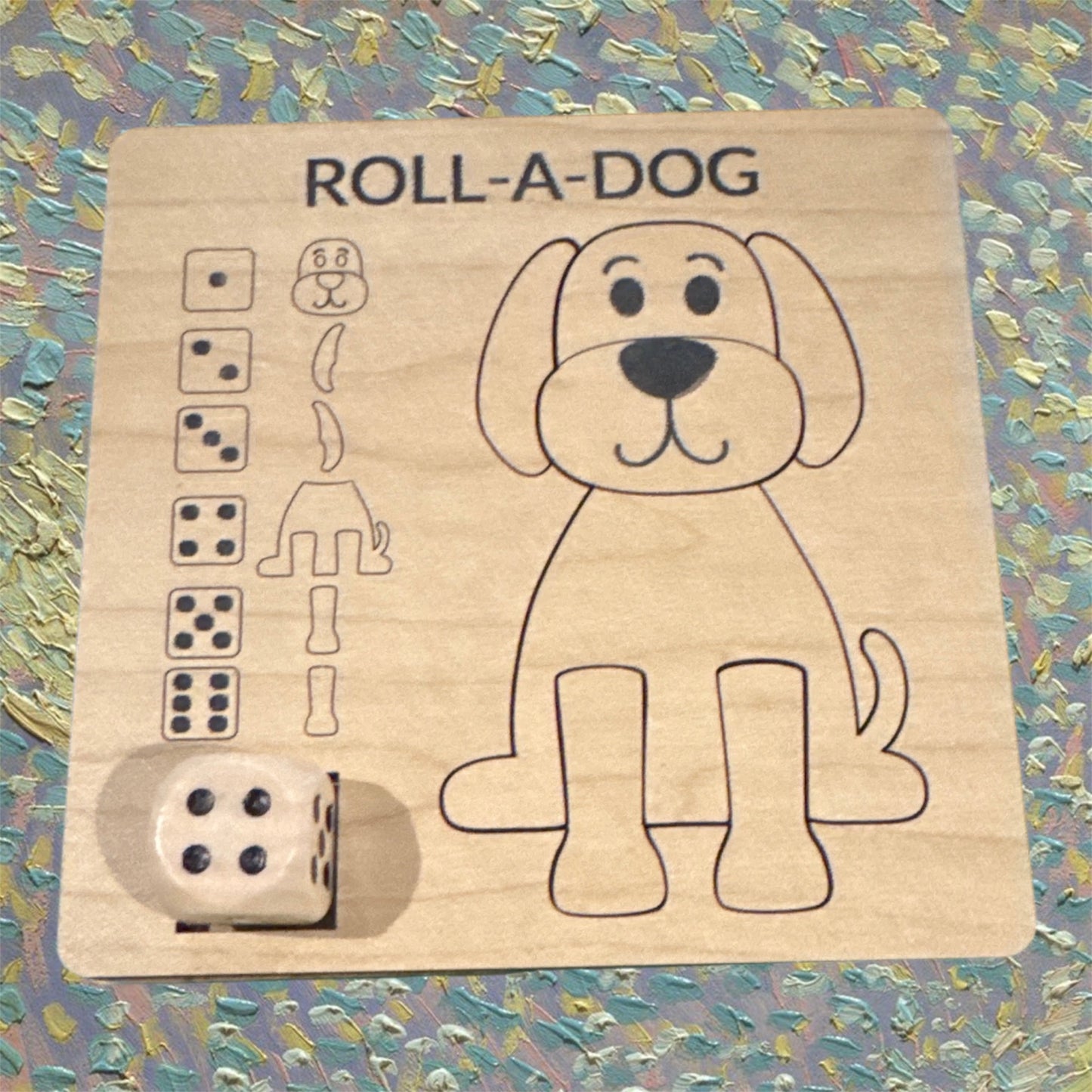 Roll-A-Game & Wooden Dice | Kids Travel Game | Screen-Free Activity | Classroom Gift | Stocking Stuffer | Handmade Wood Toy