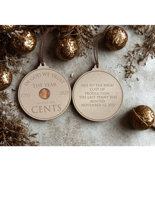 Last Penny Ornament | We Lost Our Cents | Funny Historical Christmas Ornament | Penny Keepsake Gift | Random Year Penny