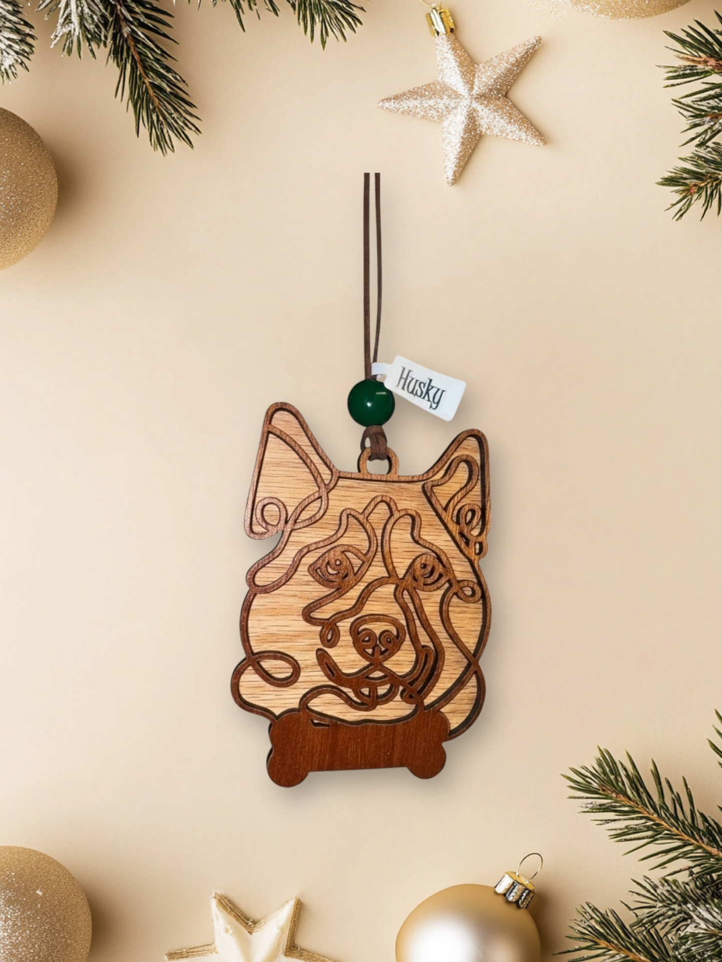 Personalized Dog Ornament | Layered Wood Pet Memorial or Keepsake