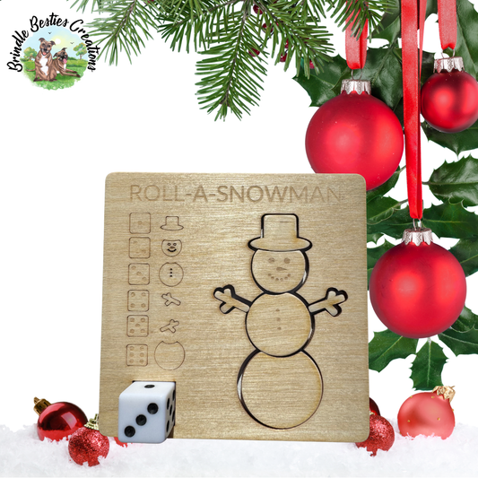 Roll A Snowman Wooden Dice Game