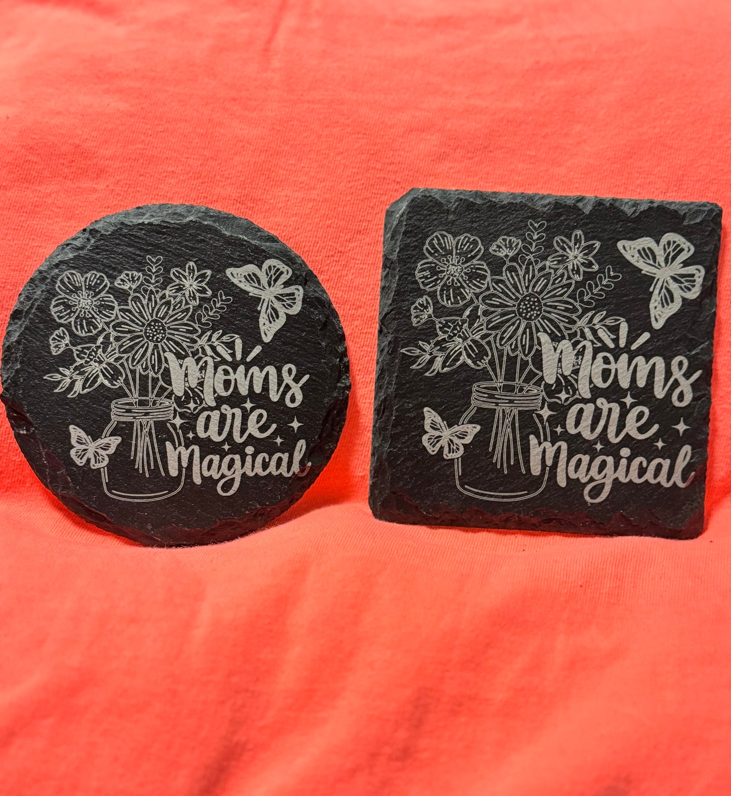 Mother's Day -  Black Slate Stone Cup Coaster