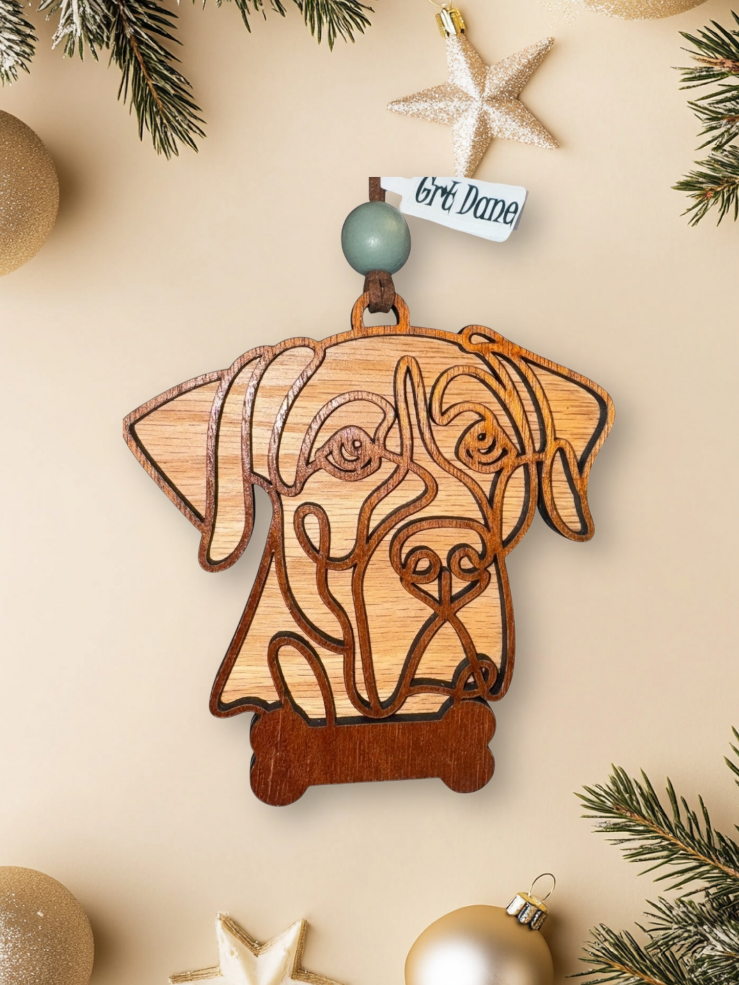 Personalized Dog Ornament | Layered Wood Pet Memorial or Keepsake