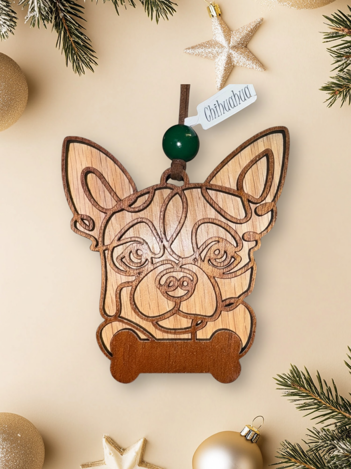 Personalized Dog Ornament | Layered Wood Pet Memorial or Keepsake