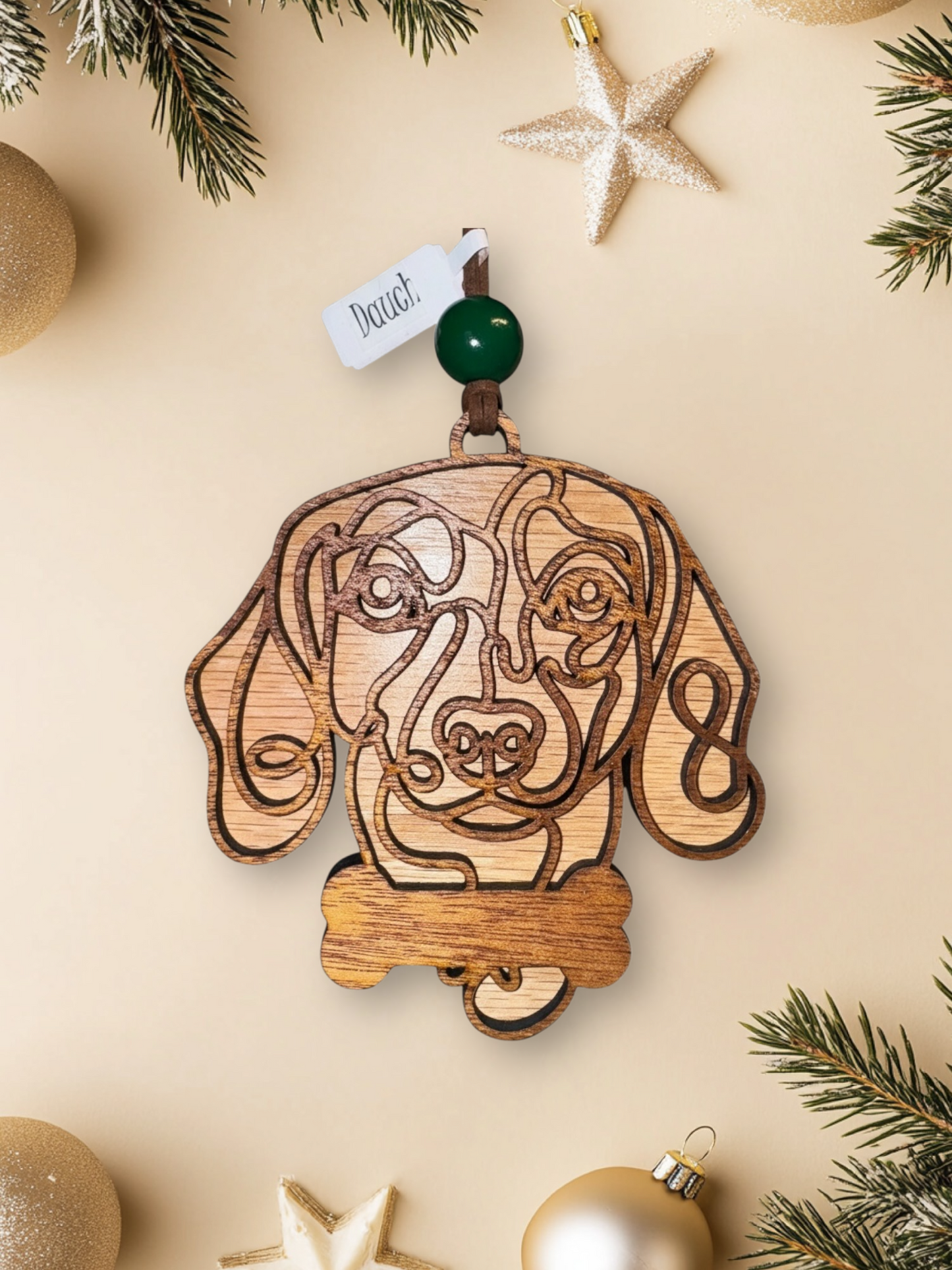 Personalized Dog Ornament | Layered Wood Pet Memorial or Keepsake