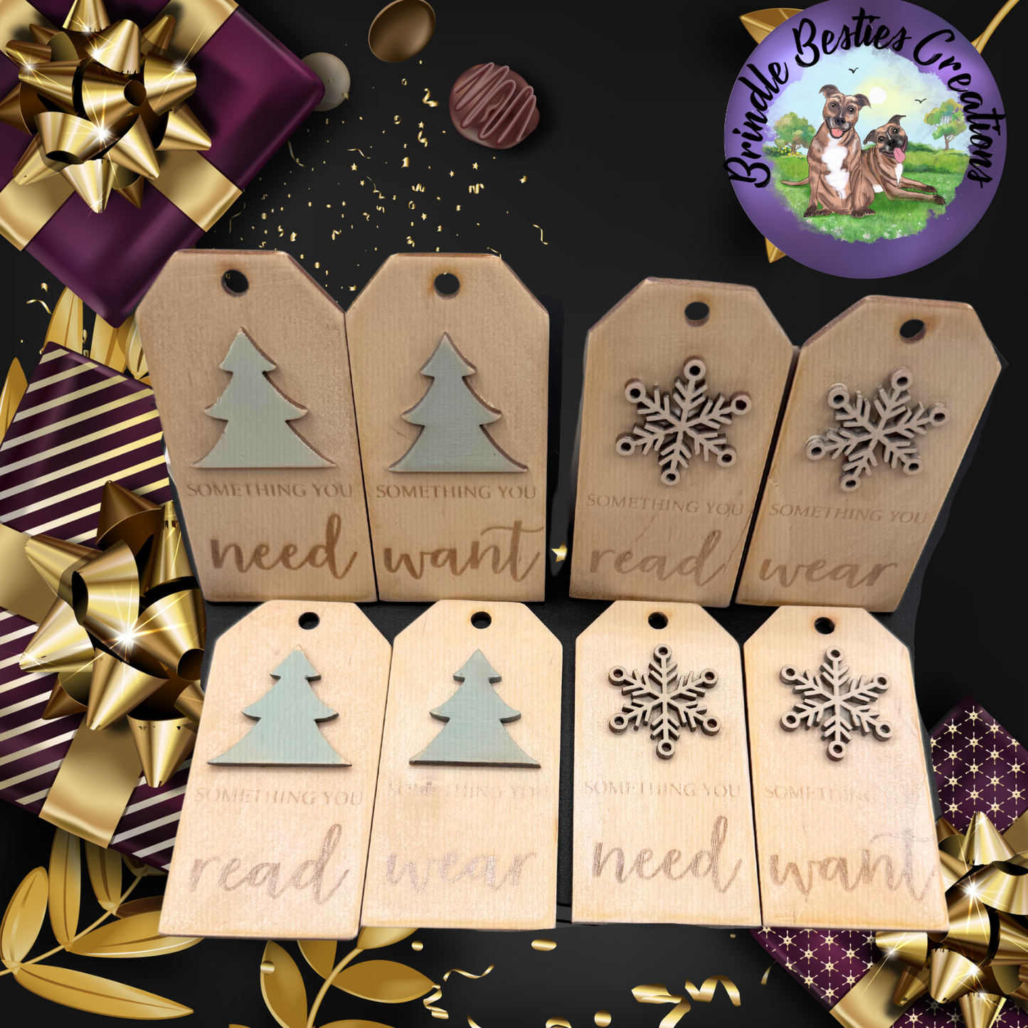 Christmas Wooden Gift Tags (Set of 4)