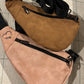 Personalized Crescent Sling Bag – Custom Laser Engraved Dog Names or Paw Design | Blush or Rawhide Leatherette Crossbody