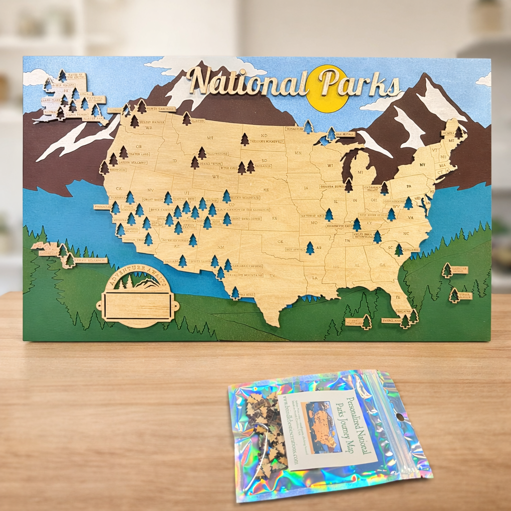 Personalized National Parks Journey Map | Explore America’s Beauty | Unique Travel Gift for Nature Lovers & Adventurers