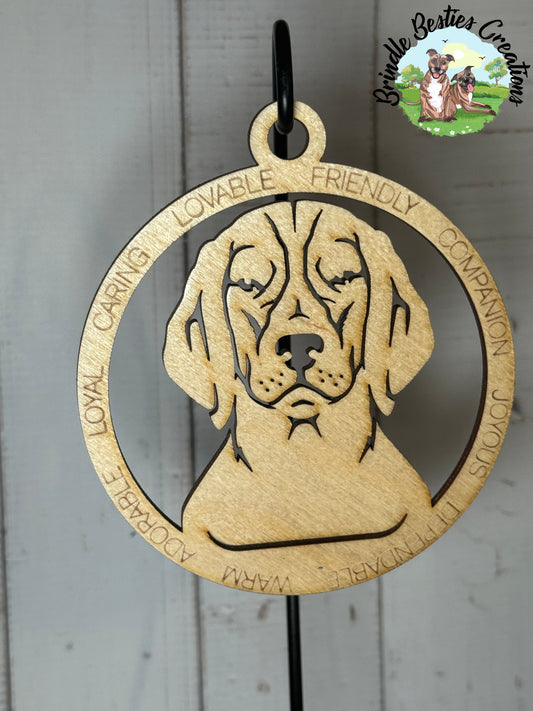 Laser-Cut Dog Breed Silhouette Ornaments – Customizable, Natural or Stained Finish