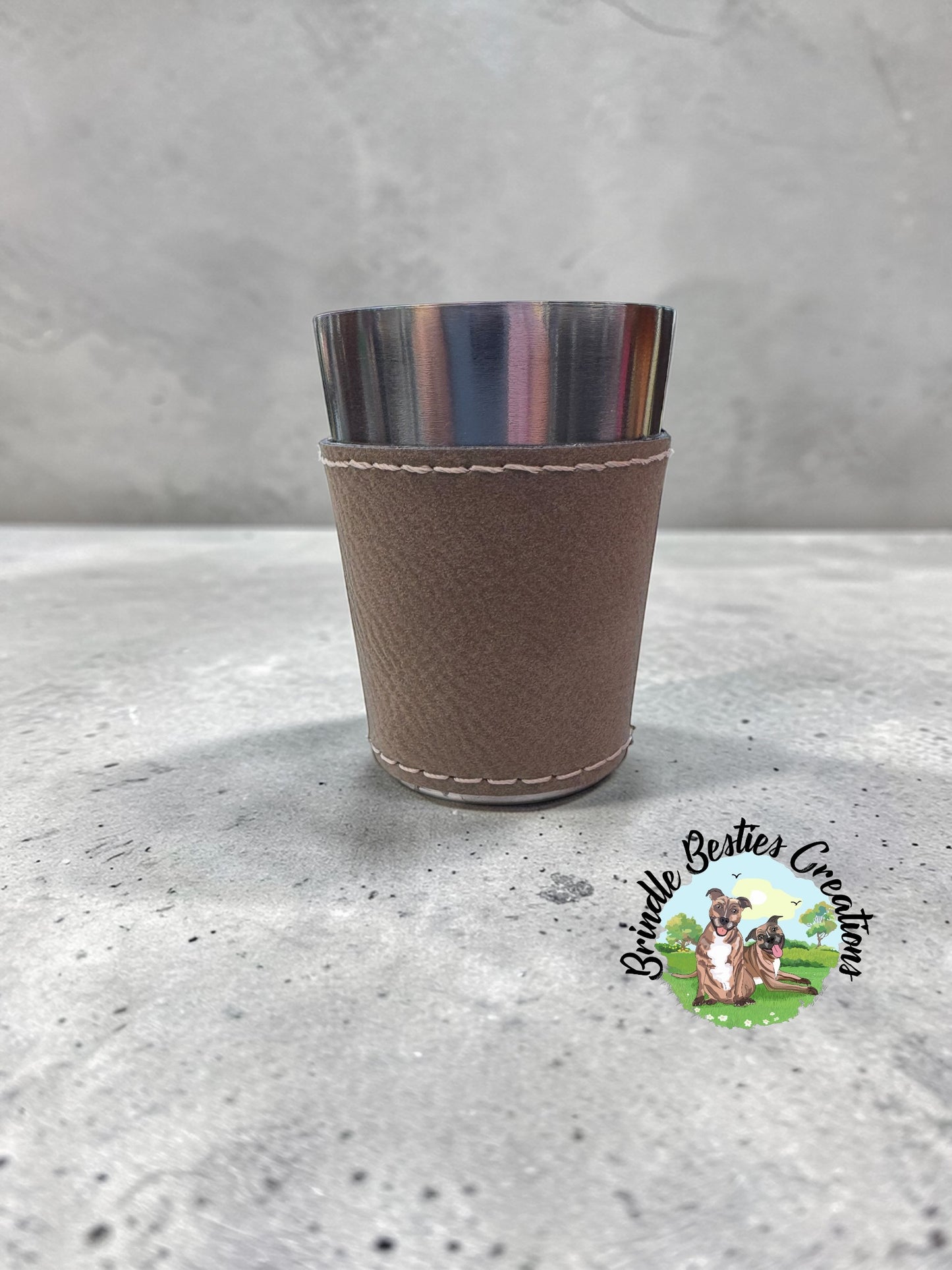 Leather Wrapped Stainless steel Shot Glass | Personalized Engraved Shot Glass
