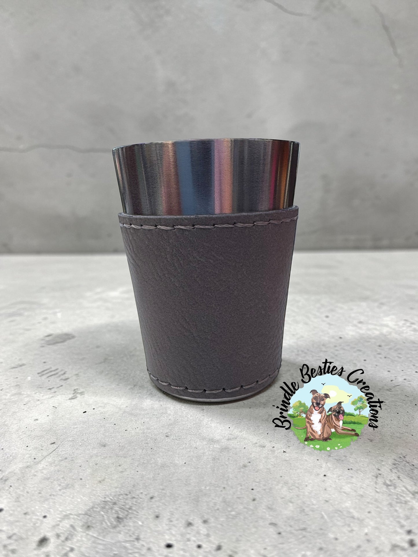 Leather Wrapped Stainless steel Shot Glass | Personalized Engraved Shot Glass