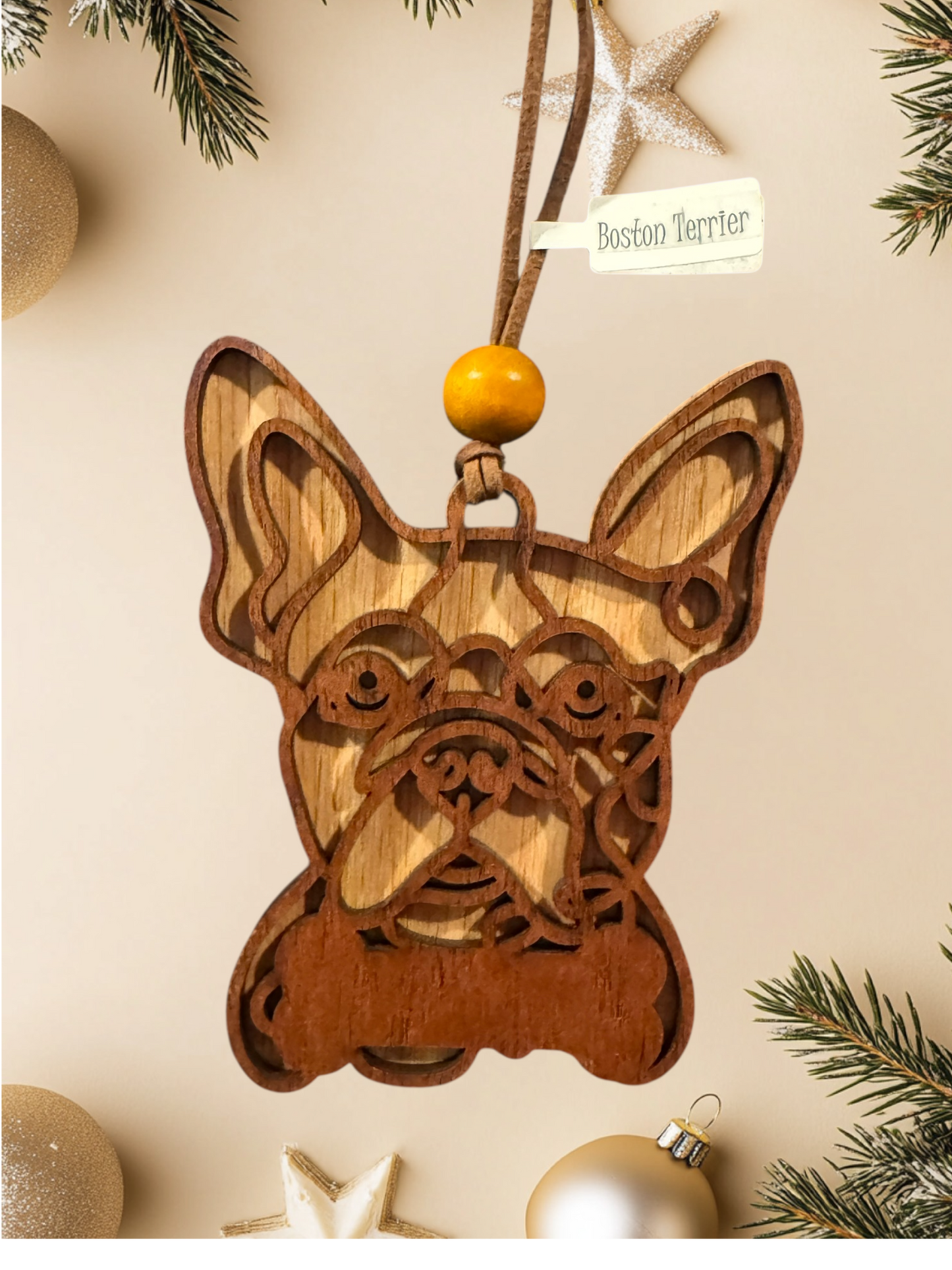 Personalized Dog Ornament | Layered Wood Pet Memorial or Keepsake