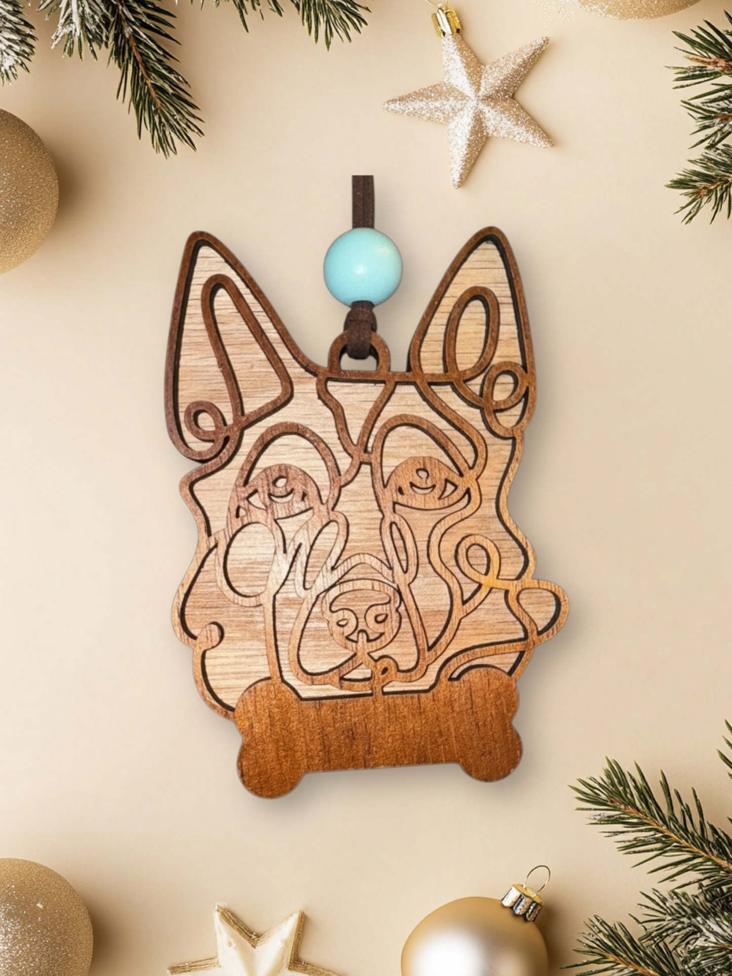 Personalized Dog Ornament | Layered Wood Pet Memorial or Keepsake