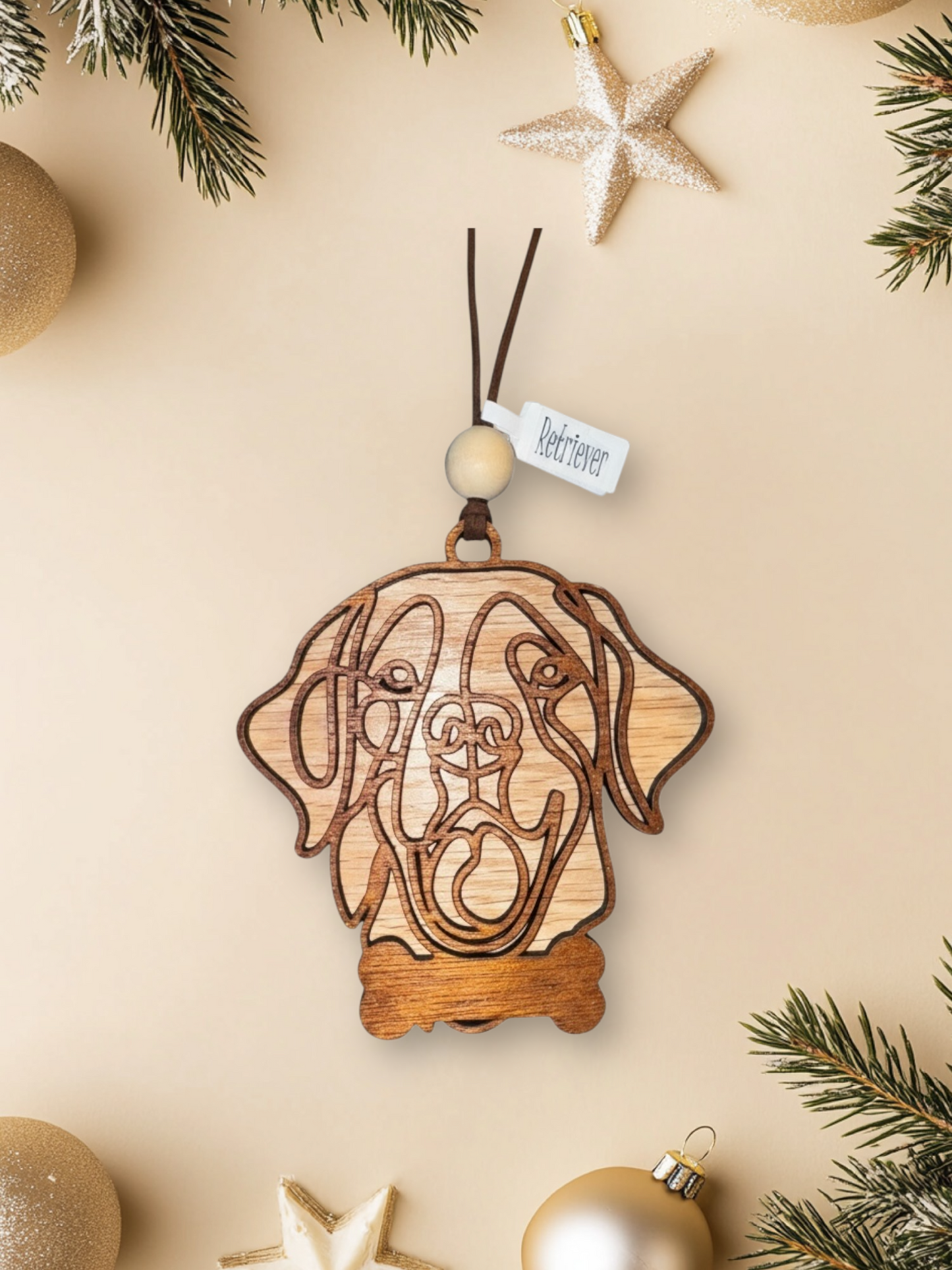 Personalized Dog Ornament | Layered Wood Pet Memorial or Keepsake
