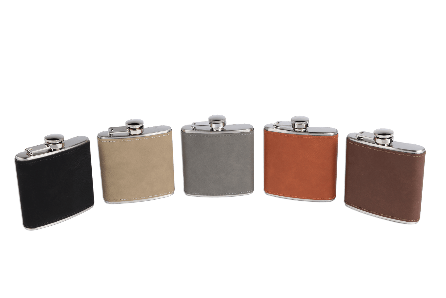 Customizable Engraved, 6 oz Leather Hip Flask - Saddle Collection