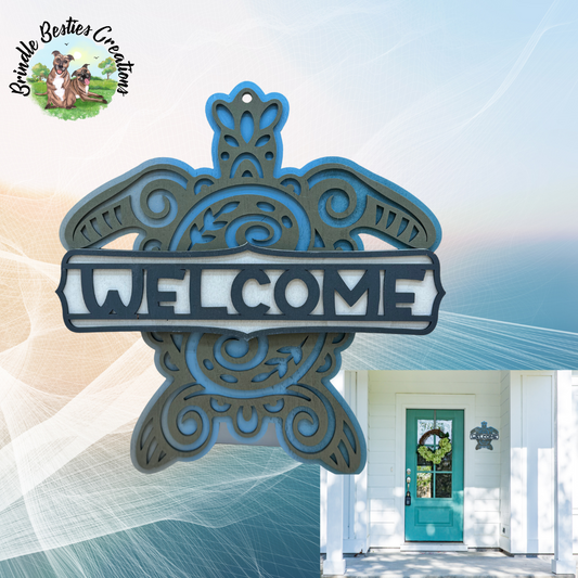 Welcome Sign - Wooden Sea Turtle Sign