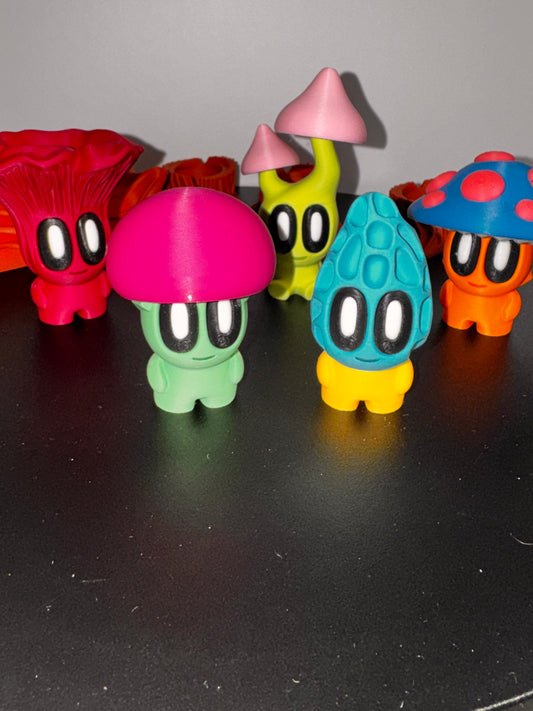 Blob Lab Mushroom Crew – 5 Piece 3D Printed Display Set