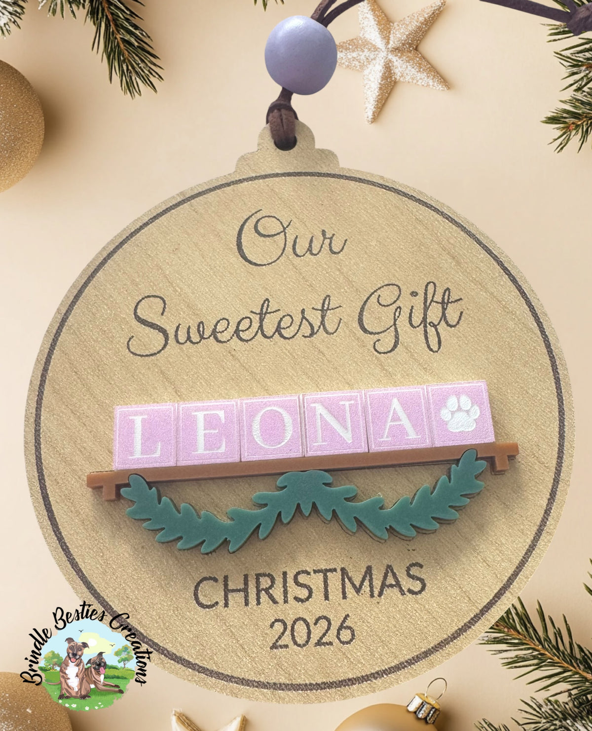 Personalized Christmas Name Block Ornament | Custom Family & Baby Keepsake | Pet Ornament