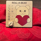 Roll-A-Bear wooden dice game with a vibrant red tulip design, ideal for craft-loving kids and adults