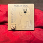 Roll-A-Dog wooden dice game with a vibrant red tulip design, ideal for craft-loving kids and adults