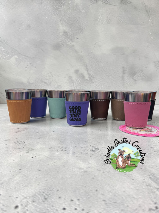 Leather Wrapped Stainless steel Shot Glass | Personalized Engraved Shot Glass
